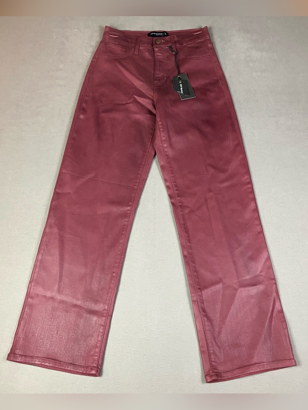 Just Black Denim Jeans Women’s Size 25 Coated Straight Leg Burgundy Pants NWT! N